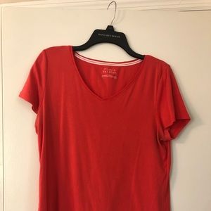 Talbots L Coral V-Neck Short Sleeve Shirt